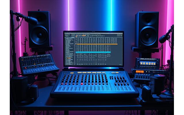 Lydutstyr i et studio