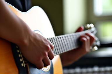 Person spiller gitar, symboliserer instrumentutleie